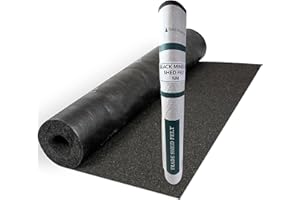 NOVECRAFTO Fieltro para techos de cobertizo de grado estándar, color negro, mineral, 5 m x 1 m, con clavos galvanizados de 13 mm, paquete de 50 unidades, fieltro de techo de alta resistencia