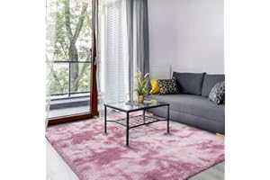 SOANNY Living Room Rugs, Soft Fluffy Area Carpet for Bedroom Dorm Nursery Bedside Kids Room Lounge Office, Luxury Tie-dyed Shag Washable Throw Rug Decor for Home, Dark Pink, 150x240 cm