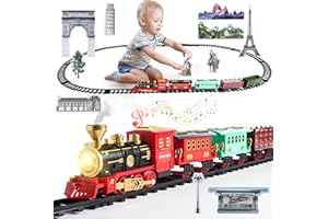 XINGGANG Train Jouet pour Enfants, Jouet de Train à Vapeur, Train De Noël avec Fumé, Sons, Lumières - avec Boîte-Cadeau - Déco de Table, Décoration sous Le Sapin de Noël, Cadeau pour Enfants