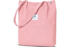 WantGor Corduroy Totes Bag Women's Shoulder Handbags Big Capacity Shopping Bag (Large Pink)
