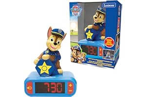 LEXIBOOK, Patrulla Canina, Despertador con luz de Noche, Sonidos y melodías, Pantalla LCD retroiluminada, Luminoso, función de repetición, RL800PA2