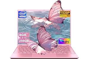 NOTODD 2025 Ordinateur Portable 14 Pouces Win11 Pro PC Portable Gamer Celeron N5095 8Go RAM 256Go SSD Soutien Extension 1TB(TF 512Go) 1920x1200 Laptop Mini HDMI Type-C AZERTY Clavier Couverture-Rose