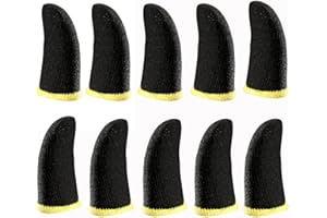 GENERIC HUAYUWA 5 Paar Schweißfeste Fingerhandschuhe Nahtlose Touchscreen Handy Game Controller Daumen Finger Sleeves für PUBG Telefon Gaming Zubehör Schwarz + Gelb