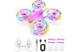 Charmofun Mini Drone Enfants, Helicoptere Telecommande avec Lumières, Mini Drone Radiocommandé, 360°Flips avec Hauteurs, Jouet Cadeau pour Enfants et Débutants (Rose)
