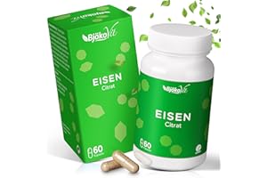 ‎BJÖKOVIT Eisen Kapseln von BjökoVit | Hochdosiert & Vegan | Hohe Bioverfügbarkeit durch Citrat Form | 14-28mg reines Eisen pro Tagesdosis