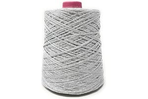 CHICCA BORSE Rocca 500 grammi 850 metri per Lavoro a Maglia e uncinetto Ferri 5-6 Misto Cotone Viscosa Lurex made in italy alta qualità (Argento)