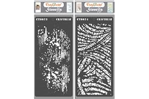 CrafTreat - Stencil riutilizzabili con texture per dipingere su legno, dipinto anticato e vortici anticati, 2 pezzi, 10 x 20 cm, stencil per dipinto effetto schizzo, per dipingere su tessuto