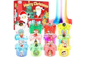 PETYUIOYU 12pcs Christmas Slime Kit -Christmas Stocking Stuffers, Stretchy, Soft, and Scented - Ideal for Slime Party Favors, Girls, Boys, Kids, Classroom Rewards