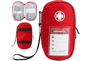 VOSSOT Medical Tragetasche,tragbare Notfalltasche Isolierte Medikament Tasche Organizer,für Zwei Epipens, insulinspritzen,inhalator und Wichtige Utensilien zur Allergiemedizin, Rot