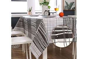 Qucover Mantel Mesa Resinado Antimanchas Impermeable Nórdico Moderno de Plástico PVC de Hule Rectangular Negro Gris Blanco para Cocina Comedor,140 x 240cm