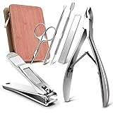 FERYES Kit per la cura delle unghie da 6 pezzi per manicure - Set di strumenti per la rimozione delle cuticole e tagliaunghie