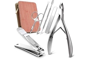 FERYES Kit per la cura delle unghie da 6 pezzi per manicure - Set di strumenti per la rimozione delle cuticole e tagliaunghie - Tagliaunghie, tronchese per cuticole, spingi cuticole.