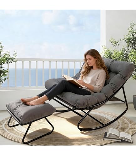 Lounge- schommelstoel Rocking Creme Frame Creme kussen (PRE-ORDER