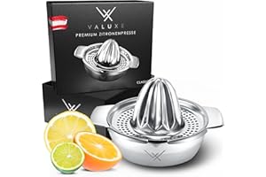 ‎VALUXE VALUXE® Premium Zitronenpresse Edelstahl - Zitruspresse für Zitronen, Limetten & Orangen mit 350ml Behälter - Manuelle Limetten-Presse, Lemon Squeezer spülmaschinengeeignet