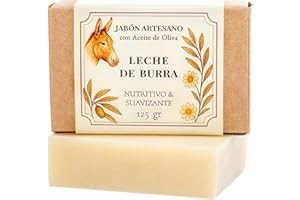 CABRERIZO SOAP JABON LECHE DE BURRA NATURAL con Aceite de Oliva 125 gr. - Jabón leche de burra cara - Pastilla Jabón Natural cara para la limpieza de la piel - Limpiador facial hidratante y nutritivo