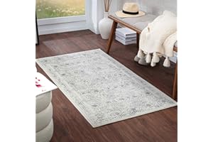 Surya Marrakech - Alfombra Vintage Oriental - Alfombra de Pasillo para Cocina, Entrada, Estilo Tradicional Bohemio, Natural, Facil de Limpiar - Alfombra Pasillo Grande Pizarra Claro, Crema, Gris