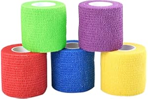 Jalan 2" x 5 Yards Self Adherent Cohesive Bandage, Pet Vet Tape Wrap bulk stretch Tape for Wrist, Ankle Sprains & Swelling, Assorted Color Pack of 5 (Random Colors)