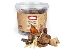 DIBO Mix natalizio in secchio da 750 g – richiudibile, 100% spuntino naturale essiccato delicatamente, per cani per il periodo prenatale