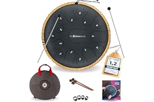 Sonodrum Tongue Drum "Premium" C - Dark Blue - 35 cm Large with 15 Tones. Steel Tongue Drum with Songbook, Mallets, Finger Sticks and Carry Bag - No Need to Read Music, Easy to Play