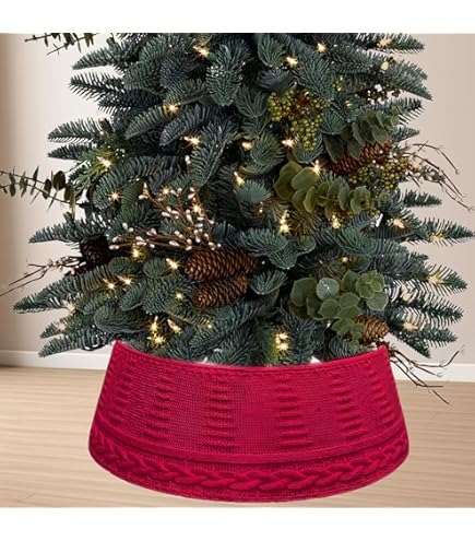 Collier Tricoté Pour Sapin De Noël - Blanc - Crochet - Cache-pied