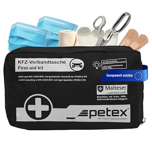 Petex 43930004 DIN 13164 Black Bandage Bag Contents