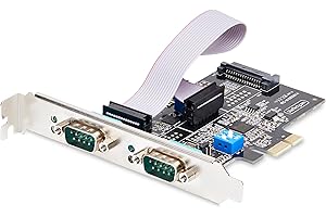 StarTech.com Carte Série PCI Express à 2 Ports - Adaptateur/Carte PCIe à 2 Ports vers RS232/RS422/RS485 (DB9), Support Bas-Profil Inclus, UART 16C1050, TAA - Protection ESD (2S232422485-PC-CARD)