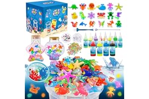 JOY SPOT! Magic Water Fairy Craft Kit for Kid, Glow-in-The-Dark Magic Gel Water Pets Squishy Kit, Aqua DIY Elf with 18 Molds,100ml Gels, 5000ml Bucket Birthday Gift Make Your Own Sea World
