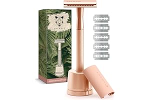 ‎ANYMALE ANYMALE® Rasierhobel Damen - Set mit Ständer, Reiseschutz und 5 Klingen - Zero Waste Rasierer aus Metall - Rasierhobel Rosegold Edition
