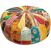 Mandala Life ART Vintage Coussin de Sol - 6Rembourrage Non Inclus 60x20cm Ronde Coton - Pouf Ottoman Marocain Décoratif Fait