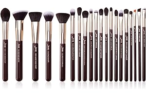 Jessup Set di pennelli 20 Pennelli per il trucco per fondotinta Sfumature Correttore Ombretto Occhi Labbro, setole in fibra sintetica incruenta Manico in legno Pennello per il trucco T281