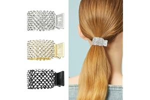 Bekecidi - 3 horquillas con diamantes de imitación para cola de caballo, hebilla para cola de caballo, pinza para el pelo, moño fijo, peine con dientes, pinzas pequeñas y brillantes para mujeres