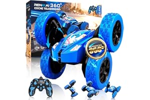 RENKKAI® Super Coche TELEDIRIGIDO ACROBÁTICO 360°| Juguetes niños 3 años | Coche teledirigido niños 4 años | Juguete Niño Regalo 3 4 5 6 7 8 9 12 Años | 2.4Ghz con Luces | Regalo Navidad