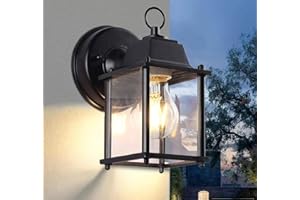 EBION Outdoor Wall Lantern,Black Outdoor Wall Lights IP44 Waterproof, Aluminum Exterior Wall Sconce Light Fixtures with Clear Glass Shade,Outside Wall Lamp for Porch Front Door Patio Garden