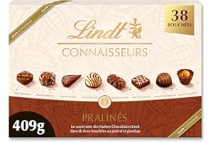 Lindt - Boîte CONNAISSEURS Pralinés - Assortiment de Chocolats au Lait et Noirs Pralinés - Idéal pour Noël, 409g