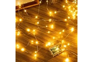‎OLLNY Ollny 10M LED Lichterkette Batterie, 100er LED Lichterkette innen Kupferdraht IP44 wasserdicht, Weihnachtsbeleuchtung für DIY Weihnachten Garten Party Hochzeit Deko (warmweiß)