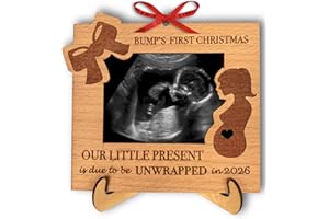 ‎HEART'S SIGN Heart's Sign Bump's First Christmas Schwangerschaft Ornament 2025 | Weihnachten Ultraschall Rahmen Schwangerschaft Geschenke | Mom To Be Geschenk | Weihnachten Schwangerschaft Ankündigung Sonogramm