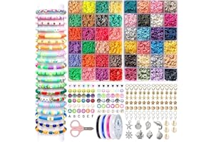 MYTOVOSN Perline per Braccialetti, 6mm kit perline per bigiotteria fai da te 10400pezzi 48 colori Perline Piatte Colorate Set con Elastic Thread Creare Gioielli per Collane Bigiotteri per Bambini Adulti