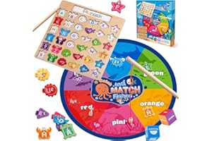 Plunack Jeux Enfant 3 Ans,Jeux Montessori,Jouet en Bois Jeu de Pêche,Jeux Magnetique Enfant,Cadeau Garçon Fille,Jeu de Peche Magnetique,Jeux Educatif pour 2 3 4 5 Ans