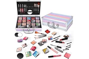 KAICOERLY Makeup Kit for Women Girls, Fashionable Make Up Present Set for Beginners Professionals Traveler with Case, Makeup Essential with Eyeshadow Palette, Lip Gloss, Mascara,Foundation Face Primer(Rainbow)