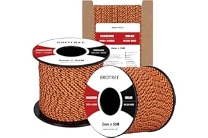 Brotree 2mm Paracord 3 Hebras 30M 100% Nylon Cuerda de Paracaídas para Al Aire Libre, Artesanía, Bricolaje - 90kg Carga de Rotura (Viuda Negra)