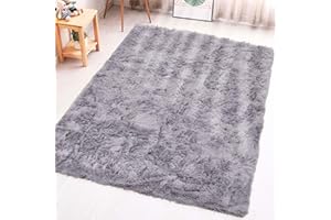 Aspire Homeware Rugs Living Room - Grey Area Rugs for Bedroom Anti Slip - Super Soft Fluffy Large Shaggy Rug Thick Pile Non Shedding, 80cm x 150 cm