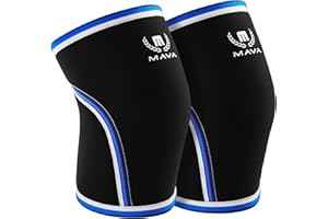 Mava Sports Pair of Knee Compression Sleeves Neoprene 7mm for Men & Women, Ideal for Cross Training WOD, Squats, Gym Workout, Powerlifting, Weightlifting
