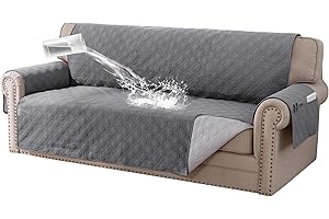 BellaHills Sofa Cover 3 seater 100% Waterproof Sofa Covers Non-Slip Sofa Slipcovers Couch Covers Washable with Elastic Strap Sofa Protectors from Pets Seat Width 68"(3 Seater, Grey)