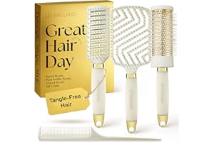 Coffret Cadeau de Brosses à Cheveux Luxueuses par Lily England - Collection Professionnelle de 4 Pièces - Coffrets Cadeaux Premium | Cadeaux Élégants pour Femme pour Tous Types de Cheveux - Beige