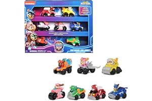 PAW PATROL Patrulla Canina - Pack 7 Figuras de los Pup Squad Racers de La Superpelícula con un Coche de Juguete Inédito de Liberty - 6067861 - Juguetes Niños 3 Años + - Regalo Niño 3 Años +