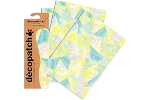 Decopatch Papier No. 748 (türkis gelb Aquarelldreiecke, 395 x 298 mm) 3er Pack