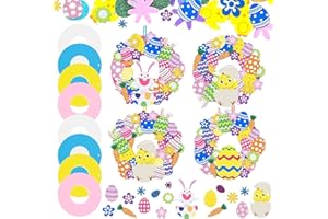 ONESHLEE Kit Manualidades Pascua para Niños Y Adultos, Material De Manualidades, Juegos De DIY Pegatinas Corona Pascua, Adornos Flores Conejo Huevos De Pascua, Decoracion Pascua para Casa Puerta Pared Ventana
