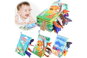 AIRCADIA Baby Spielzeug 0 6 Monate, Babybuch 3 Pack Sensorisches Stoffbuch, Interaktive Fühlbuch Mit Sound, Lernspielzeuge Quiet Book Geschenk für Neugeborene (Meer Wald Vögel)