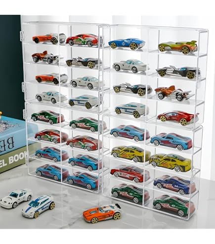 Hot Wheels Matchbox Car Storage Case - Holds 80 Cars, Double-Sided Hanging Display With Clear Pockets, 80 Slot Organizer (White) - View #13