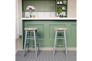 Chef Vida Modern Breakfast Bar Stool, 360 Swivel Kitchen Counter Home Bar Seat, Solid Wood (2, Grey)